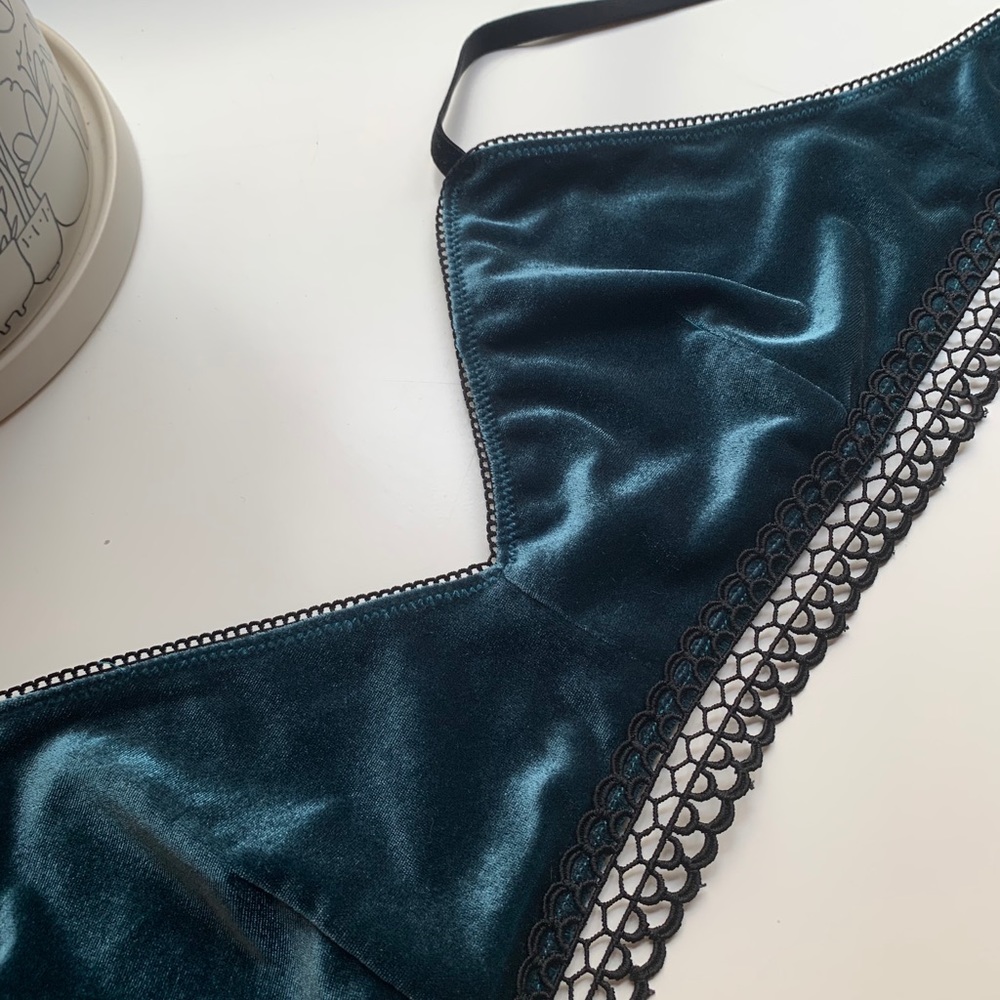 Teal Velvet Bralette - Picture 3 of 5